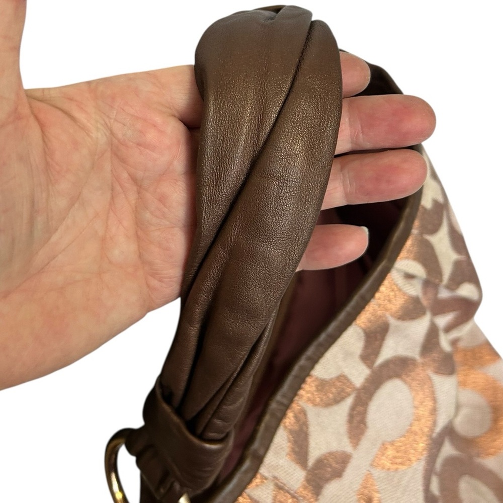 Coach Parker Rose Gold Op Art Signature Logo Hobo Shoulder Bag Y2K Purse 13508 - Picture 8 of 15